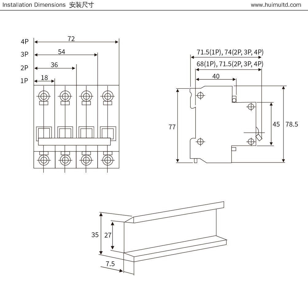 JZG1 Series Appearance and mounting dimensions