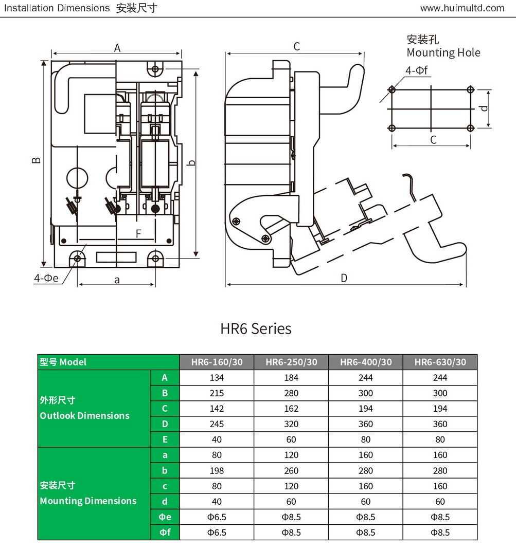 HR6 Series Appearance and mounting dimensions 1